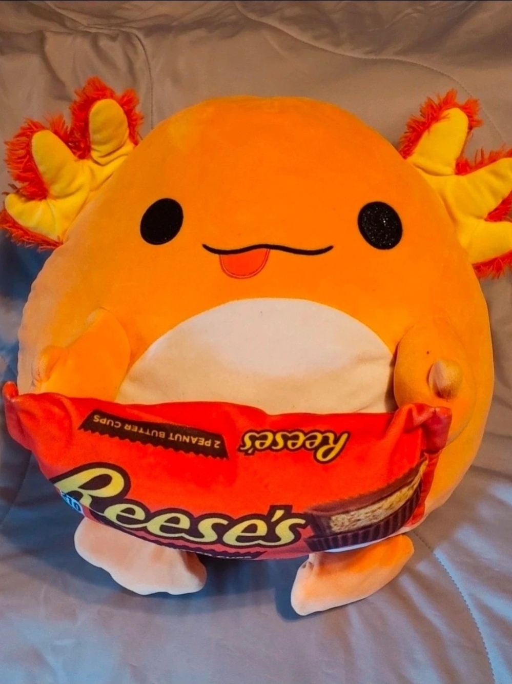 Plush Giant Orange Axolotl with Reese's Plush Accessory